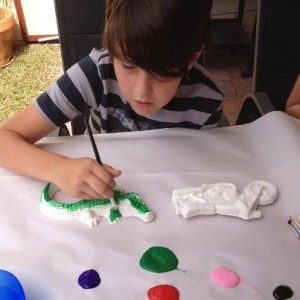 painting plaster pieces at kidsplay crafts