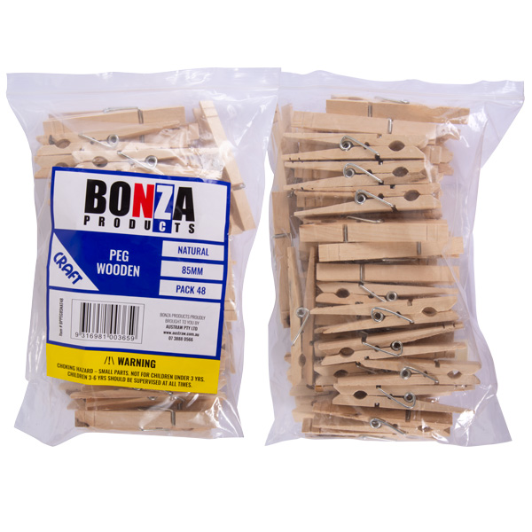 Natural Wooden Pegs pack of 48