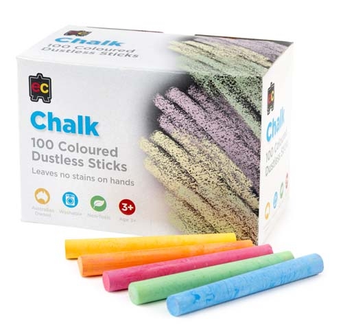 Chalk Dustless Coloured 100pcs