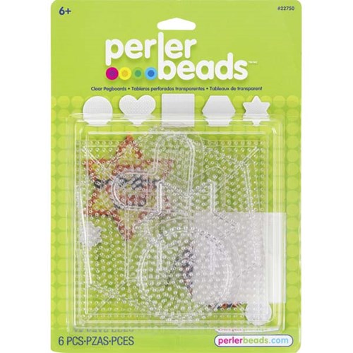 Perler Small and Large Basic Shapes Clear Pegboards Pack of 5.