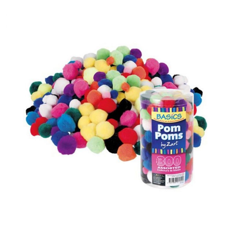 Basics Pom Poms 300s in assorted colours and sizes