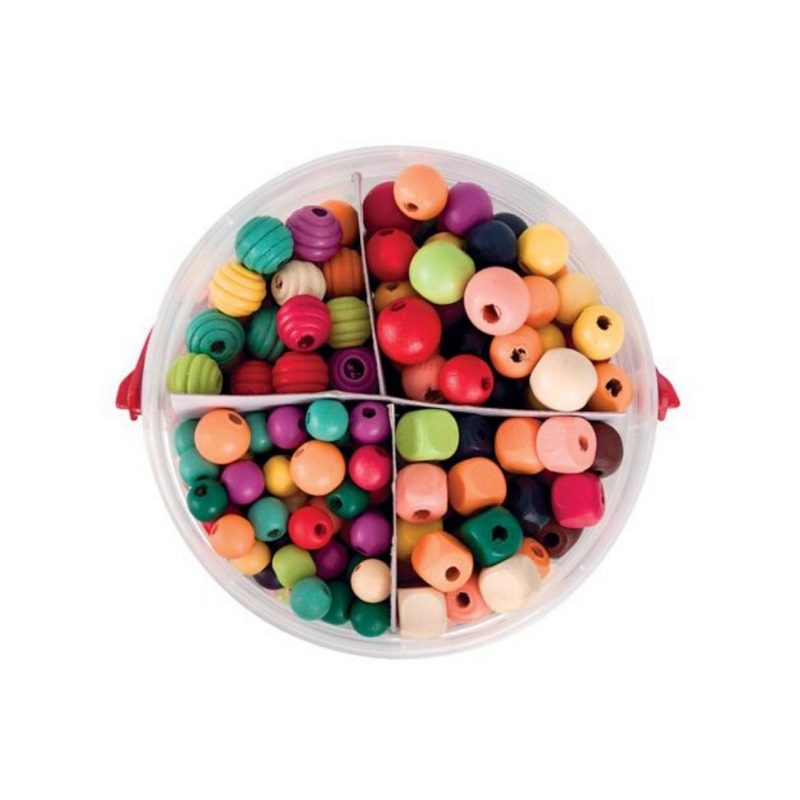 Basics Wooden Beads 575g assorted colours and sizes