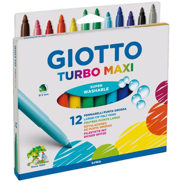 Quality Giotto Turbo Maxi 12 pack felt tip pens