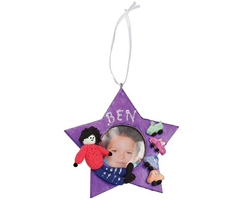 Clay Photo Frame Star Decorated Purple