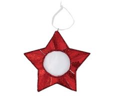Clay star photo frame decorated red