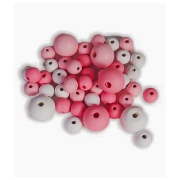 Wooden Beads Pink and White Pack of 180