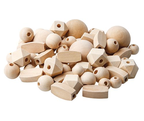 Wooden Beads Natural Assorted Pack of 92